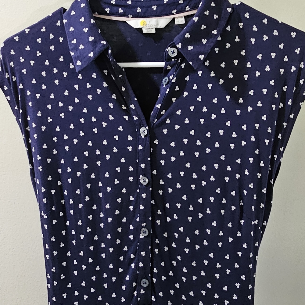 Boden Navy Shirt with White Dots